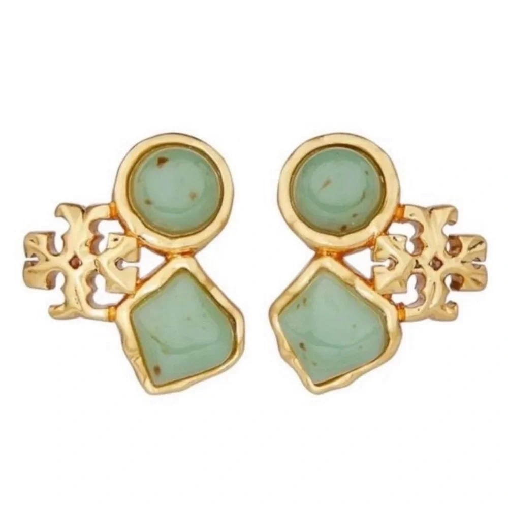Tory Burch Roxanne Swirl mint cluster stud earrings - Picture 1 of 5